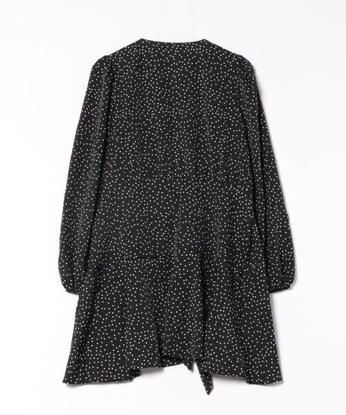 urge:(アージコロン )の「【URGE:】ドット柄 カシュクール 長袖 フレア ミニワンピース(ワンピース・レディース・ブラック・MEDIUM/SMALL/X-LARGE/LARGE)」の3枚目の写真