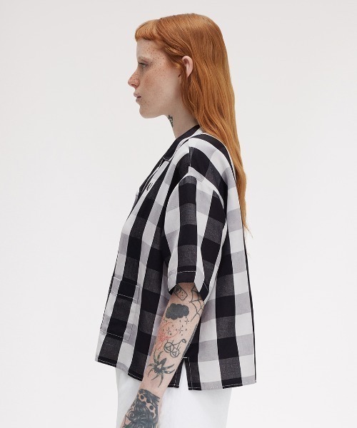 FRED PERRY（フレッドペリー）の「Monochrome Check Shirt／モノクロチェックシャツ（シャツ/ブラウス・レディース・ホワイト・10）」の5枚目の写真