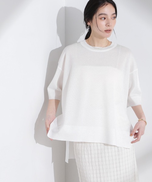 NANO universe(ナノユニバース)の「オーロララメシアースムースニットTシャツ(ニット/セーター・レディース・ブルー/ホワイト・FREE)」の10枚目の写真