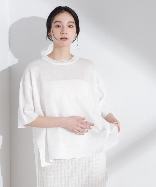 NANO universe(ナノユニバース)の「オーロララメシアースムースニットTシャツ(ニット/セーター・レディース・ブルー/ホワイト・FREE)」の11枚目の写真