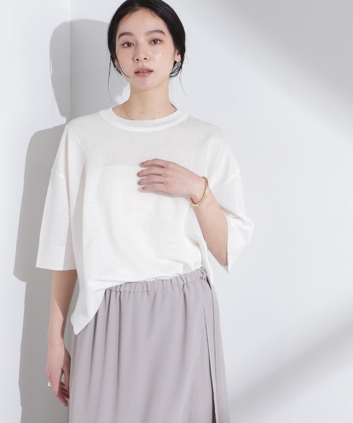 NANO universe(ナノユニバース)の「オーロララメシアースムースニットTシャツ(ニット/セーター・レディース・ブルー/ホワイト・FREE)」の3枚目の写真