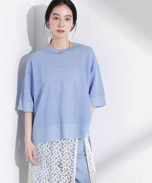 NANO universe(ナノユニバース)の「オーロララメシアースムースニットTシャツ(ニット/セーター・レディース・ブルー/ホワイト・FREE)」の15枚目の写真