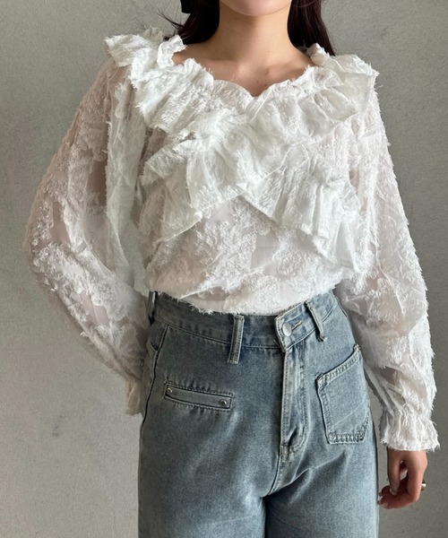 efill(エフィル)の「2way フラワー レース ブラウス(シャツ/ブラウス・レディース・ホワイト・FREE)」の1枚目の写真