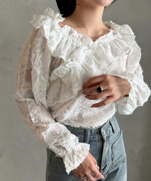 efill(エフィル)の「2way フラワー レース ブラウス(シャツ/ブラウス・レディース・ホワイト・FREE)」の3枚目の写真