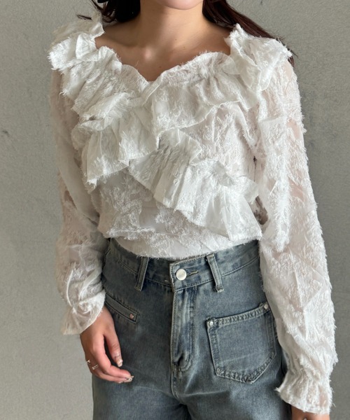 efill(エフィル)の「2way フラワー レース ブラウス(シャツ/ブラウス・レディース・ホワイト・FREE)」の14枚目の写真