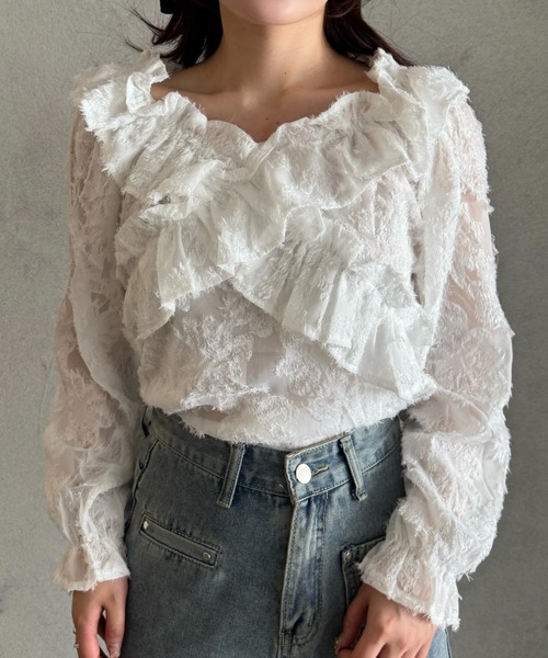 efill(エフィル)の「2way フラワー レース ブラウス(シャツ/ブラウス・レディース・ホワイト・FREE)」の2枚目の写真