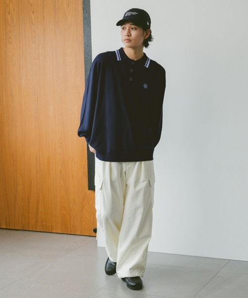 RAGEBLUE（レイジブルー）の「ワンポイント刺繍/サマーニットポロシャツ（ポロシャツ・メンズ・オフホワイト/ネイビー/グリーン・MEDIUM/LARGE）」の13枚目の写真