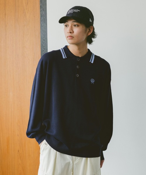 RAGEBLUE（レイジブルー）の「ワンポイント刺繍/サマーニットポロシャツ（ポロシャツ・メンズ・オフホワイト/ネイビー/グリーン・MEDIUM/LARGE）」の14枚目の写真