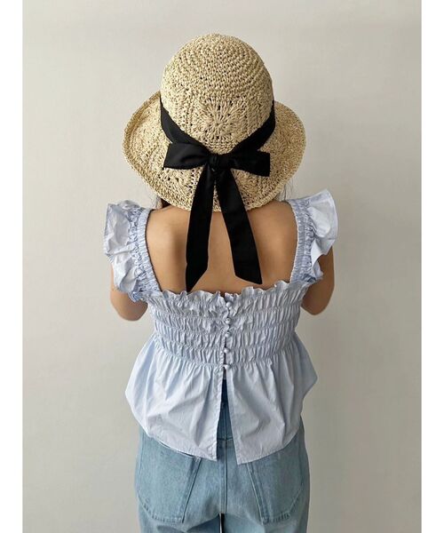 MERCURYDUO（マーキュリーデュオ）の「ストローつば広ハット（ハット・レディース・オフホワイト/ブラック/ベージュ・FREE）」の3枚目の写真