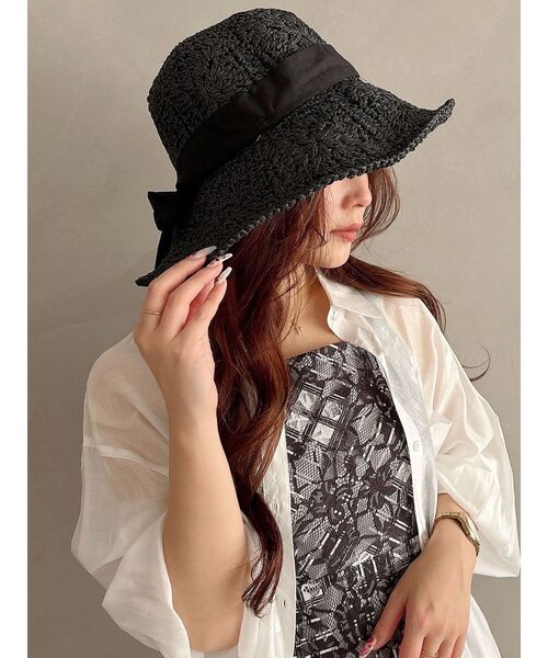 MERCURYDUO（マーキュリーデュオ）の「ストローつば広ハット（ハット・レディース・オフホワイト/ブラック/ベージュ・FREE）」の18枚目の写真