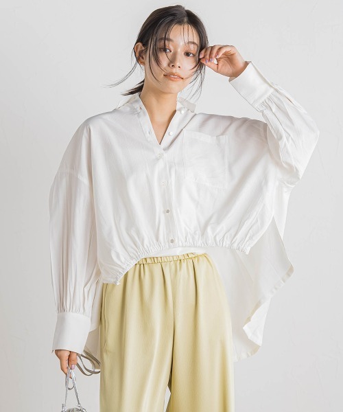 Droite lautreamont(ドロワットロートレアモン)の「【WEB限定】ストライプショートシャツ≪洗濯機で洗える≫(シャツ/ブラウス・レディース・オフホワイト/ピンク/ライトグレー・M)」の4枚目の写真