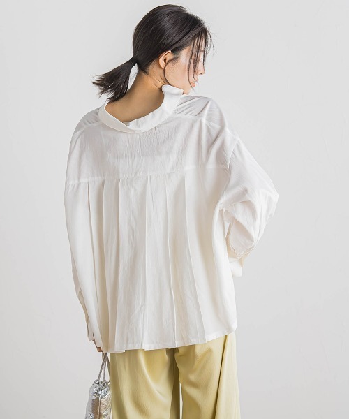 Droite lautreamont(ドロワットロートレアモン)の「【WEB限定】ストライプショートシャツ≪洗濯機で洗える≫(シャツ/ブラウス・レディース・オフホワイト/ピンク/ライトグレー・M)」の7枚目の写真