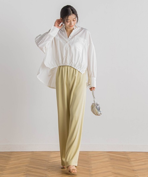 Droite lautreamont(ドロワットロートレアモン)の「【WEB限定】ストライプショートシャツ≪洗濯機で洗える≫(シャツ/ブラウス・レディース・オフホワイト/ピンク/ライトグレー・M)」の8枚目の写真