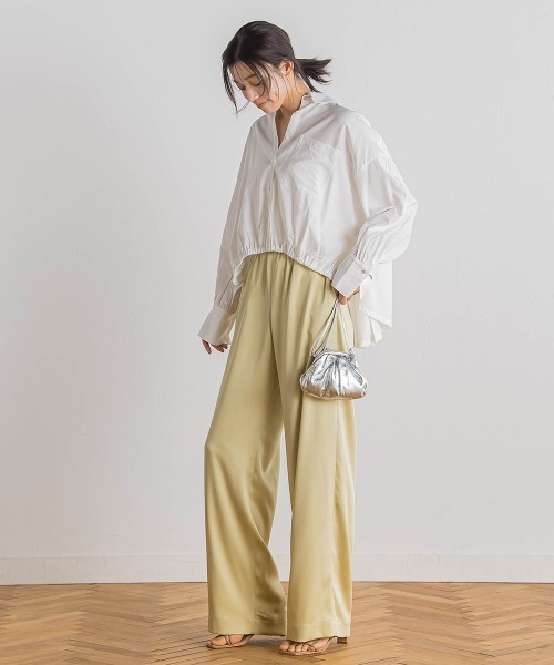 Droite lautreamont(ドロワットロートレアモン)の「【WEB限定】ストライプショートシャツ≪洗濯機で洗える≫(シャツ/ブラウス・レディース・オフホワイト/ピンク/ライトグレー・M)」の9枚目の写真