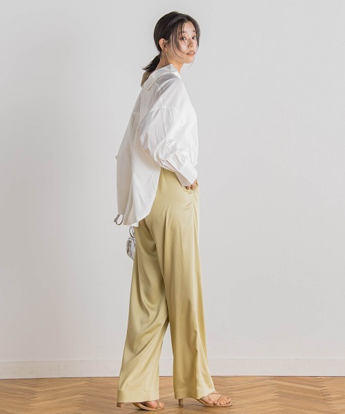 Droite lautreamont(ドロワットロートレアモン)の「【WEB限定】ストライプショートシャツ≪洗濯機で洗える≫(シャツ/ブラウス・レディース・オフホワイト/ピンク/ライトグレー・M)」の11枚目の写真