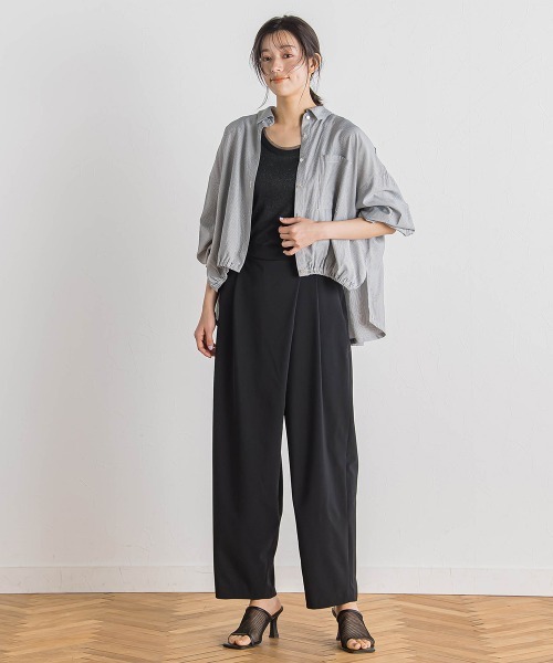 Droite lautreamont(ドロワットロートレアモン)の「【WEB限定】ストライプショートシャツ≪洗濯機で洗える≫(シャツ/ブラウス・レディース・オフホワイト/ピンク/ライトグレー・M)」の20枚目の写真