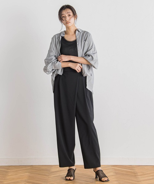 Droite lautreamont(ドロワットロートレアモン)の「【WEB限定】ストライプショートシャツ≪洗濯機で洗える≫(シャツ/ブラウス・レディース・オフホワイト/ピンク/ライトグレー・M)」の22枚目の写真