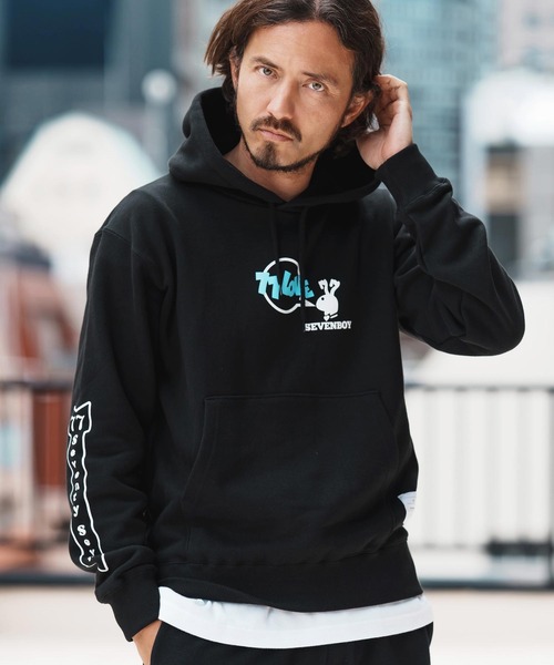 seventy seven(セブンティセブン)の「mpa3774-middle onz sweat P-O hoodie (77rabbit) パーカー(パーカー・メンズ・ネイビー/ホワイト/ブラック・S/M/L/XL)」の1枚目の写真