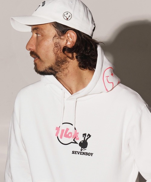 seventy seven(セブンティセブン)の「mpa3774-middle onz sweat P-O hoodie (77rabbit) パーカー(パーカー・メンズ・ネイビー/ホワイト/ブラック・S/M/L/XL)」の5枚目の写真