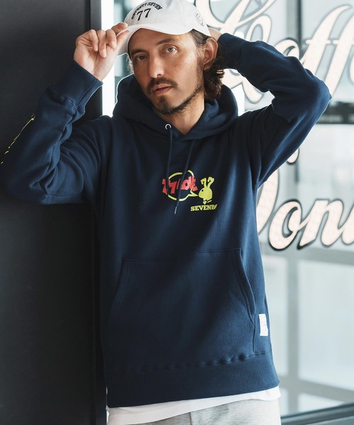 seventy seven(セブンティセブン)の「mpa3774-middle onz sweat P-O hoodie (77rabbit) パーカー(パーカー・メンズ・ネイビー/ホワイト/ブラック・S/M/L/XL)」の9枚目の写真