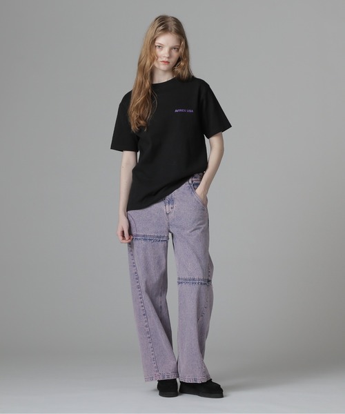 AVIREX(アヴィレックス)の「CIRCLE LOGO T-SHIRT "QUEENS BRIDGE"/サークルロゴTシャツ クイーンズブリッジ(Tシャツ/カットソー・レディース・ホワイト/ブルー系その他/ブラック・F)」の5枚目の写真