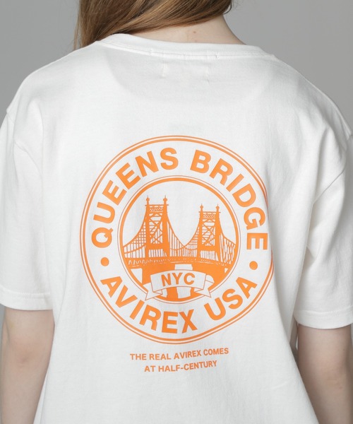 AVIREX(アヴィレックス)の「CIRCLE LOGO T-SHIRT "QUEENS BRIDGE"/サークルロゴTシャツ クイーンズブリッジ(Tシャツ/カットソー・レディース・ホワイト/ブルー系その他/ブラック・F)」の17枚目の写真