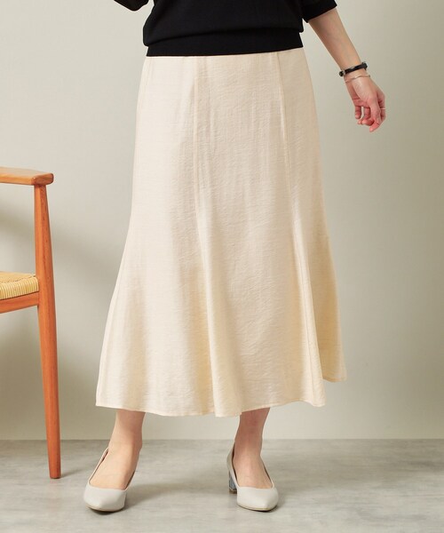 ITS'DEMO（イッツデモ）の「【ウエストゴム／洗濯機OK】リネン混マーメイドスカート（スカート・レディース・ブラック/ダークブラウン/アイボリー・00）」の2枚目の写真