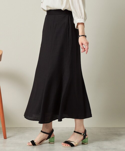 ITS'DEMO（イッツデモ）の「【ウエストゴム／洗濯機OK】リネン混マーメイドスカート（スカート・レディース・ブラック/ダークブラウン/アイボリー・00）」の3枚目の写真