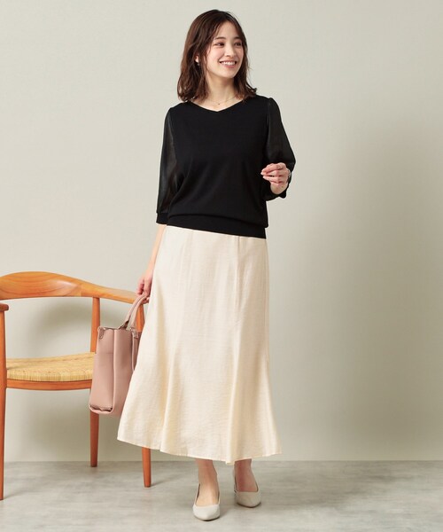 ITS'DEMO（イッツデモ）の「【ウエストゴム／洗濯機OK】リネン混マーメイドスカート（スカート・レディース・ブラック/ダークブラウン/アイボリー・00）」の5枚目の写真