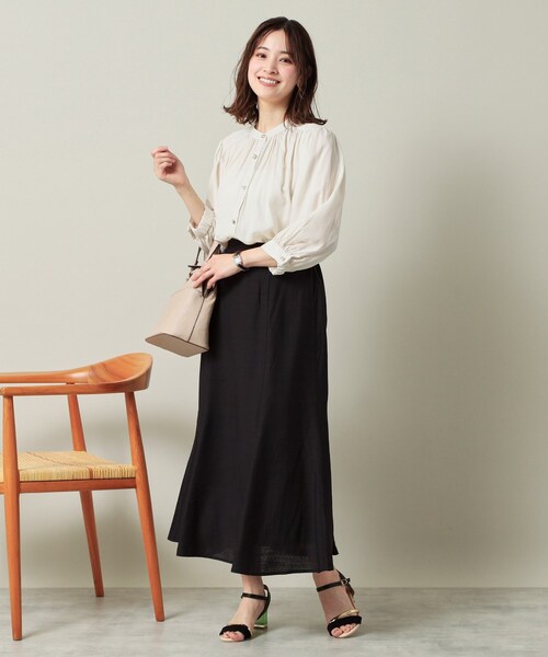 ITS'DEMO（イッツデモ）の「【ウエストゴム／洗濯機OK】リネン混マーメイドスカート（スカート・レディース・ブラック/ダークブラウン/アイボリー・00）」の9枚目の写真