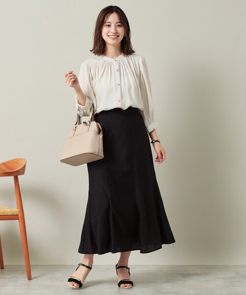 ITS'DEMO（イッツデモ）の「【ウエストゴム／洗濯機OK】リネン混マーメイドスカート（スカート・レディース・ブラック/ダークブラウン/アイボリー・00）」の10枚目の写真
