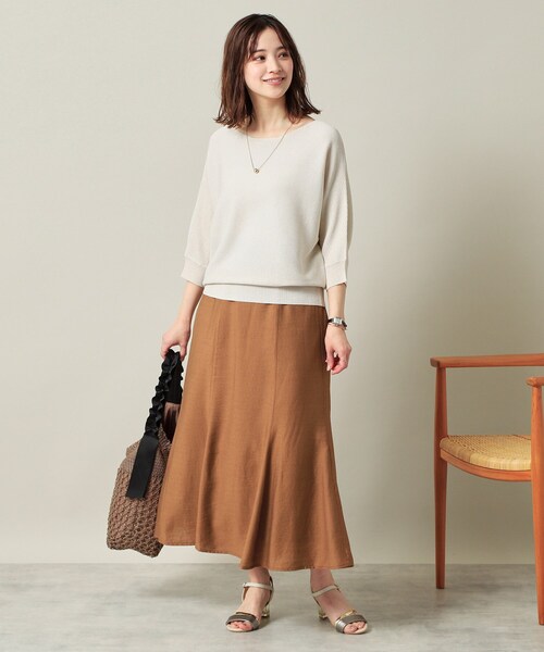 ITS'DEMO（イッツデモ）の「【ウエストゴム／洗濯機OK】リネン混マーメイドスカート（スカート・レディース・ブラック/ダークブラウン/アイボリー・00）」の14枚目の写真