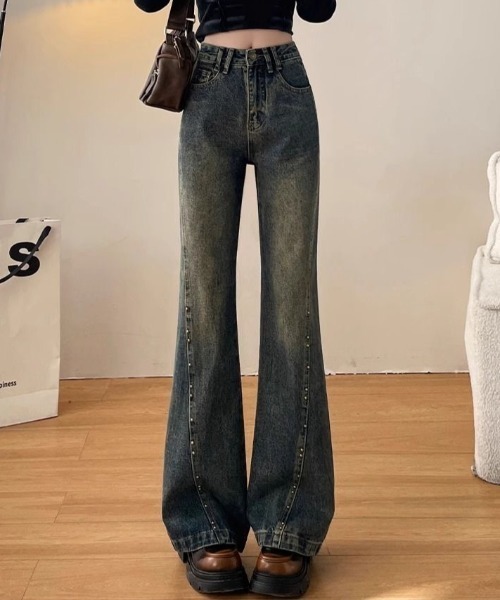 GUAPI フリンジ付きフレアデニムパンツ 34