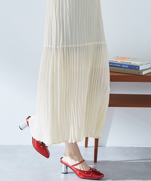 MONO-MART（モノマート）の「クリンクルリボン2WAYノースリーブワンピース（ワンピース・レディース・アイボリー/ブラック/チャコールグレー/グリーン系/ブラウン/サックスブルー・FREE）」の19枚目の写真