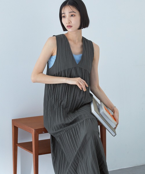 2Wayノースリーブワンピース リネンレーヨンpolka刺繍 2way