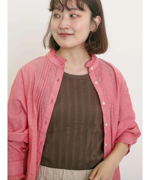 Samansa Mos2（サマンサ モスモス）の「配色ピコトリミングノースリ（Tシャツ/カットソー・レディース・ブラック/オフホワイト/グレー/ブラウン・F）」の4枚目の写真