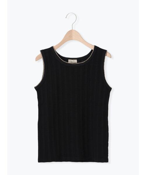 Samansa Mos2（サマンサ モスモス）の「配色ピコトリミングノースリ（Tシャツ/カットソー・レディース・ブラック/オフホワイト/グレー/ブラウン・F）」の2枚目の写真