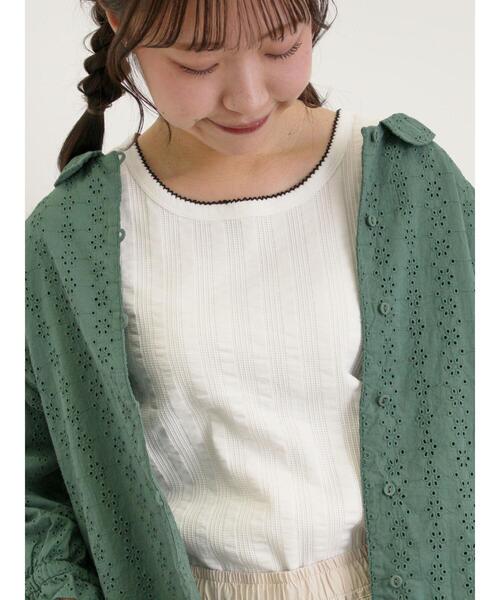 Samansa Mos2（サマンサ モスモス）の「配色ピコトリミングノースリ（Tシャツ/カットソー・レディース・ブラック/オフホワイト/グレー/ブラウン・F）」の5枚目の写真