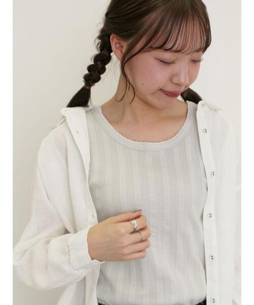 Samansa Mos2（サマンサ モスモス）の「配色ピコトリミングノースリ（Tシャツ/カットソー・レディース・ブラック/オフホワイト/グレー/ブラウン・F）」の8枚目の写真