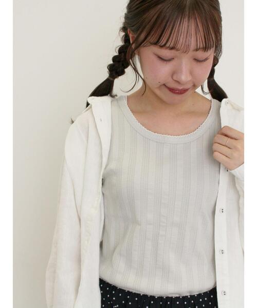 Samansa Mos2（サマンサ モスモス）の「配色ピコトリミングノースリ（Tシャツ/カットソー・レディース・ブラック/オフホワイト/グレー/ブラウン・F）」の9枚目の写真