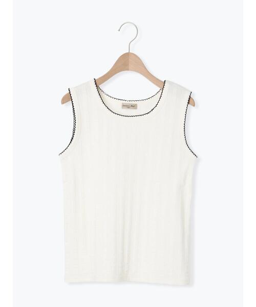 Samansa Mos2（サマンサ モスモス）の「配色ピコトリミングノースリ（Tシャツ/カットソー・レディース・ブラック/オフホワイト/グレー/ブラウン・F）」の13枚目の写真