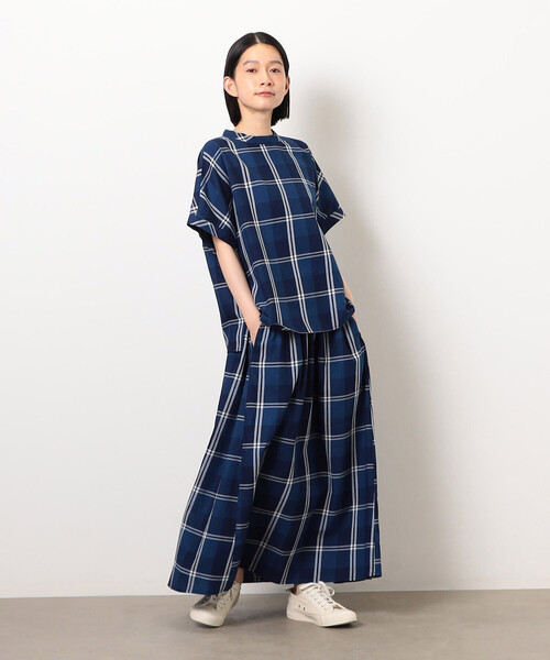 ONIGIRI(オニギリ)の「インディゴチェックスカート / セットアップ対応(スカート・レディース・サックスブルー/ネイビー・FREE)」の15枚目の写真