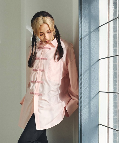 DURAS（デュラス）の「チャイナシャツ（シャツ/ブラウス・レディース・ブラック/ホワイト/ピンク・SMALL/MEDIUM）」の16枚目の写真