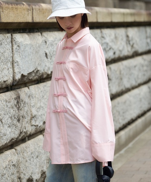 DURAS（デュラス）の「チャイナシャツ（シャツ/ブラウス・レディース・ブラック/ホワイト/ピンク・SMALL/MEDIUM）」の22枚目の写真