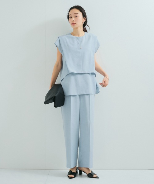 LE CERCLE par rope'（ルセルクルパーロペ）の「【セットアップ対応】タンブラーブッチャー2WAYヘムタックブラウス（シャツ/ブラウス・レディース・チャコールグレー/ライトグレー/サックスブルー/キャメル/ダークブラウン・FREE）」の12枚目の写真