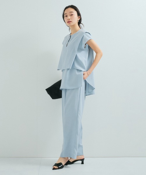 LE CERCLE par rope'（ルセルクルパーロペ）の「【セットアップ対応】タンブラーブッチャー2WAYヘムタックブラウス（シャツ/ブラウス・レディース・チャコールグレー/ライトグレー/サックスブルー/キャメル/ダークブラウン・FREE）」の13枚目の写真