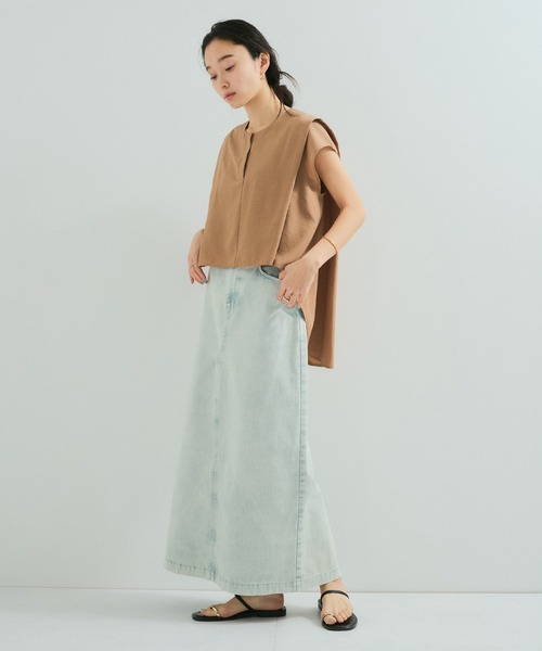 LE CERCLE par rope'（ルセルクルパーロペ）の「【セットアップ対応】タンブラーブッチャー2WAYヘムタックブラウス（シャツ/ブラウス・レディース・チャコールグレー/ライトグレー/サックスブルー/キャメル/ダークブラウン・FREE）」の15枚目の写真