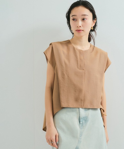 LE CERCLE par rope'（ルセルクルパーロペ）の「【セットアップ対応】タンブラーブッチャー2WAYヘムタックブラウス（シャツ/ブラウス・レディース・チャコールグレー/ライトグレー/サックスブルー/キャメル/ダークブラウン・FREE）」の16枚目の写真