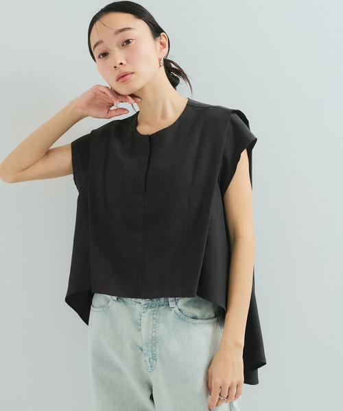 LE CERCLE par rope'（ルセルクルパーロペ）の「【セットアップ対応】タンブラーブッチャー2WAYヘムタックブラウス（シャツ/ブラウス・レディース・チャコールグレー/ライトグレー/サックスブルー/キャメル/ダークブラウン・FREE）」の19枚目の写真