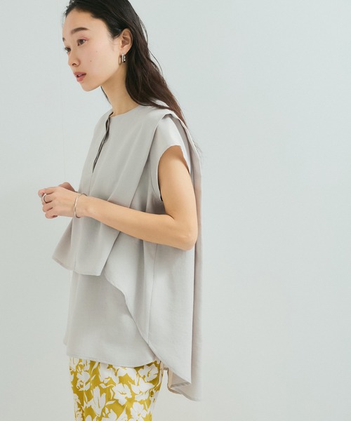 LE CERCLE par rope'（ルセルクルパーロペ）の「【セットアップ対応】タンブラーブッチャー2WAYヘムタックブラウス（シャツ/ブラウス・レディース・チャコールグレー/ライトグレー/サックスブルー/キャメル/ダークブラウン・FREE）」の20枚目の写真